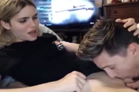 sexy blond sheboy acquires oral-stimulation Online