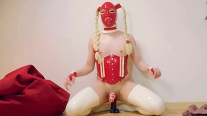 Sissy Latexdoll Training With Horse ramrod