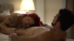 Hard slamming in company with busty transsexual